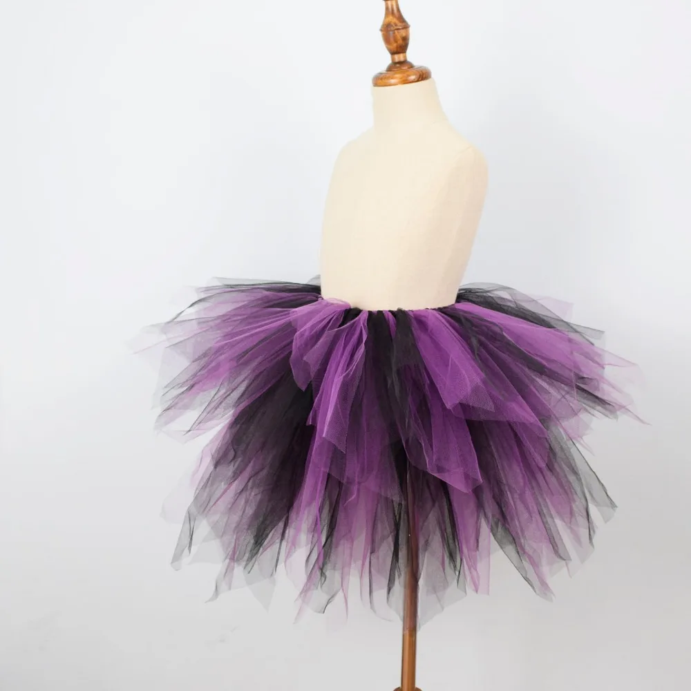 Для девочек хэллоуинская пачка юбка фиолетовый/черный пушистый тюль пачки дети Хэллоуин Детский костюм для вечеринок для маленьких