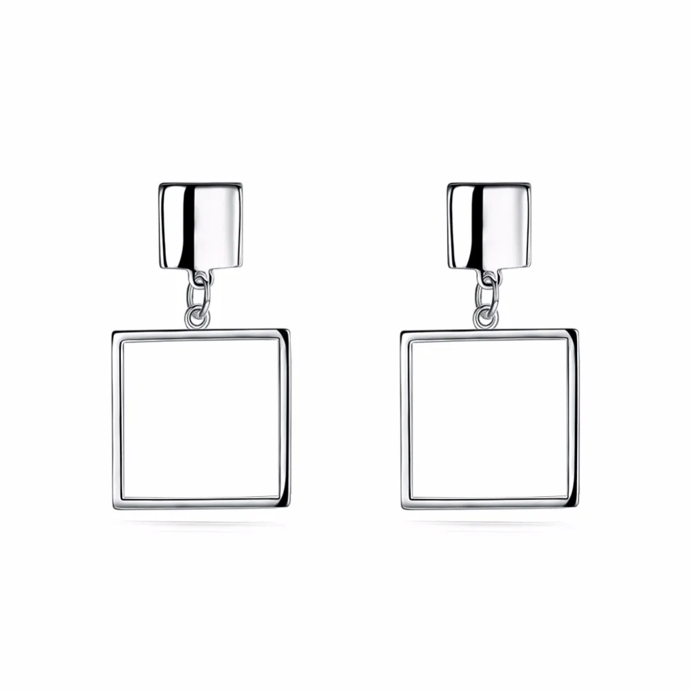 

New Hollow Square/Heart/Round Stud earrings Lovely 925 Pure silver Plated gift box Free Fashion New Jewelry Brincos de Prata