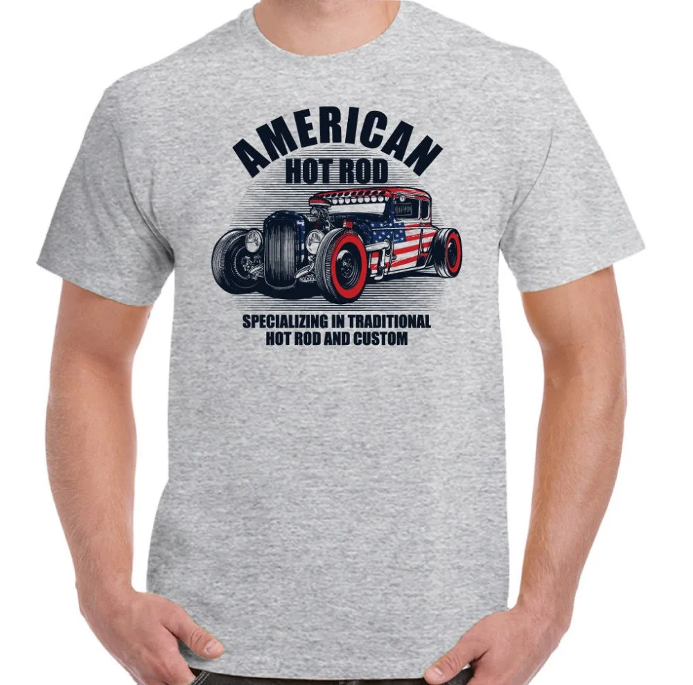

Newest 2019 T Shirt Men O Neck Cotton T-Shirt American Hot Rod Mens T-Shirt Classic Usa Gas Custom Car Enthusiast T Shirt