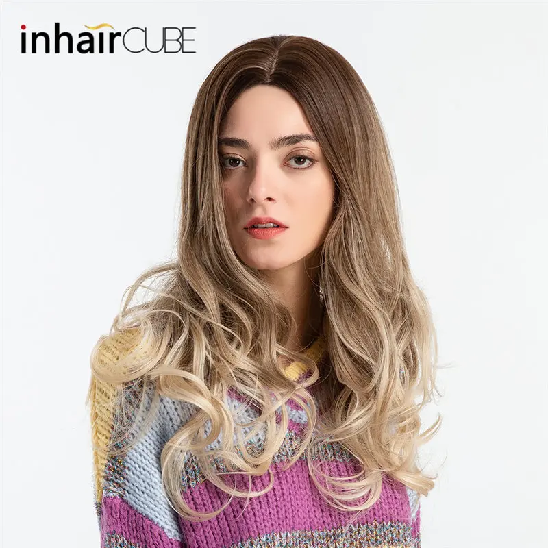 

Inhair Cube Middle Part 26 Inches Long Wavy Synthetic Wigs Simulation Scalp For Black/White Women Trendy Female Wigs