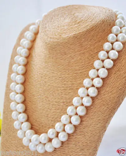 

New 34 "10-11mm akoya white round freshwater cultured pearl necklace AAA
