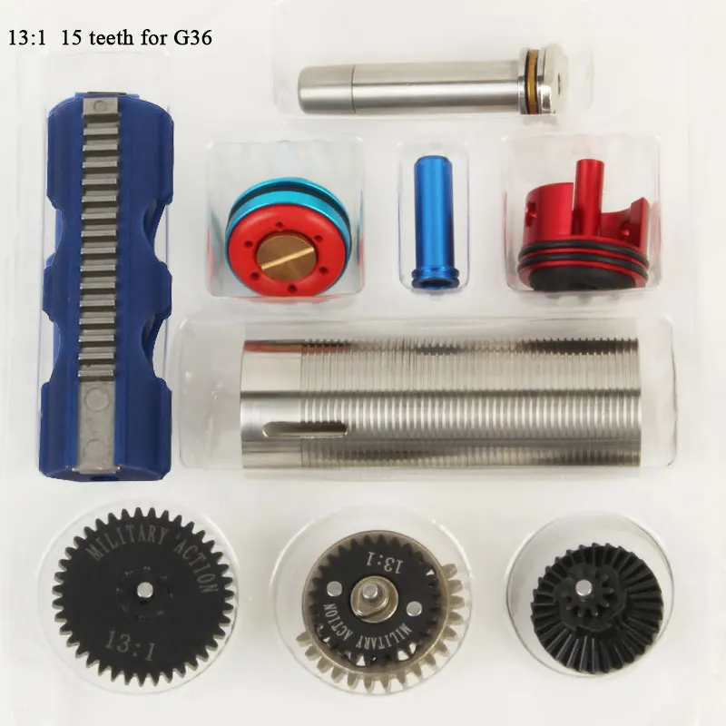 13:1 высокоскоростное зубчатое сопло, набор для настройки 15 зубьев, поршневой цилиндр, поршневая головка, пружинная направляющая для M4 AK G36 MP5 Ver.2/3 Airsoft AEG - Цвет: 15Teeth G36 V3