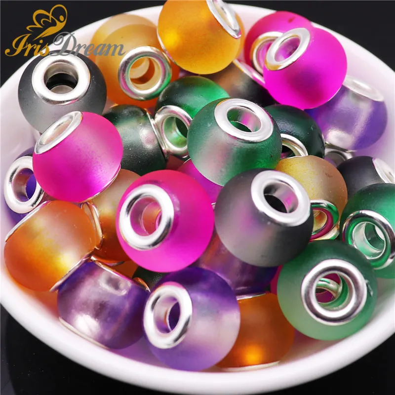 

10Pcs New 16MM Big Round Matte Rondelle Glass Beads Fit Pandora Bracelet Bangle Chain Necklace European Beads for Jewelry Making