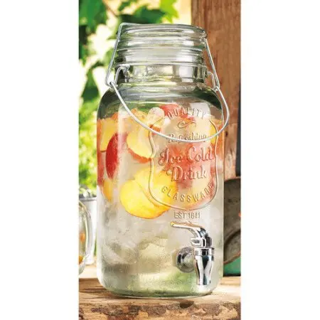 

1 Gallon(3.78 Liters) Glass Ice Cold Beverage Dispenser with Locking lid top,USD39.00/PC