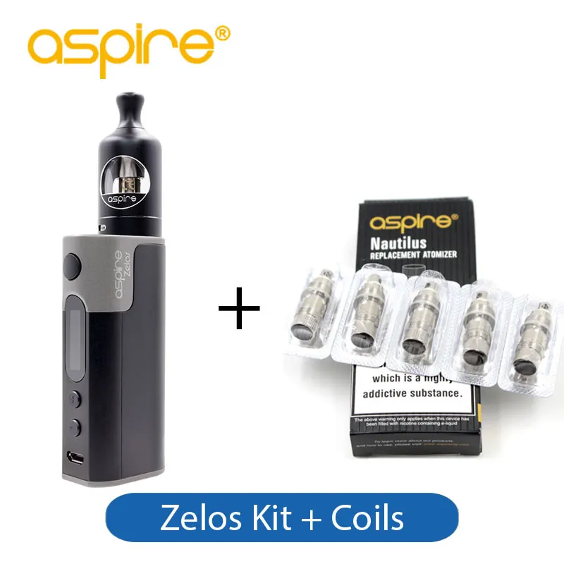 

Electronic Cigarette Starter Kit Aspire Zelos 50W Kit Built In 2500mAh with 5pcs 0.7ohm Aspire Nautilus BVC Coil Nautilus 2 Tank