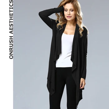 

OA Hot Sale New Women's Solid Color Long Sleeve Cardigan Outerwear Fashion Casual Irregular Hem Slim Fit T Shirts For Female