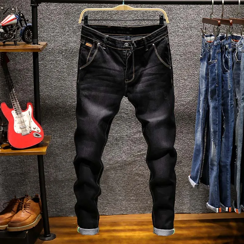 AIRGRACIAS Brand 2019 New Jeans Men Business Casual Stretch Slim Jeans 5 Color Classic Trousers Denim Pants Jean Men