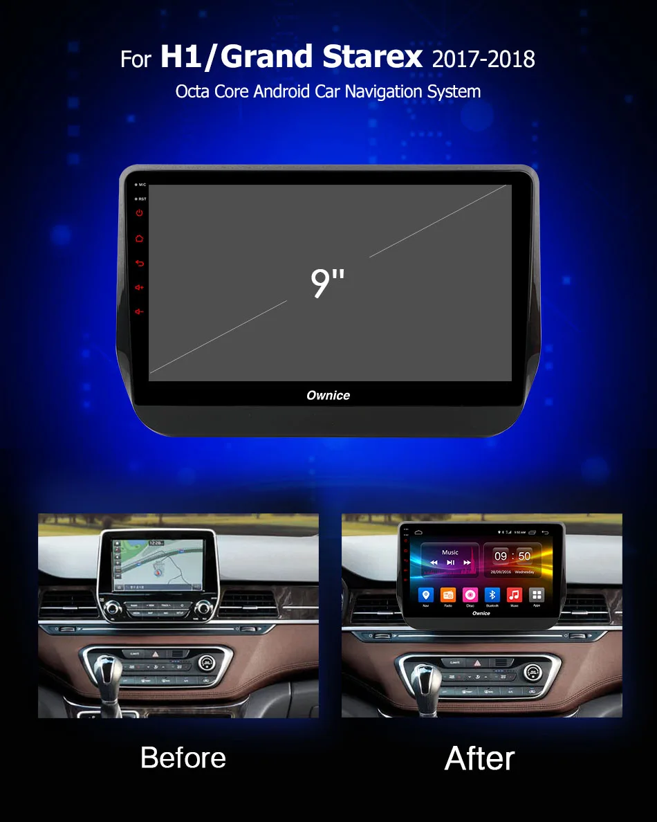 Ownice C500 + G10 9 дюймов Android 8 1 автомобилей Радио DVD для hyundai H1 Гранд Starex 2017 2018 2 ГБ 32 gps Wi Fi