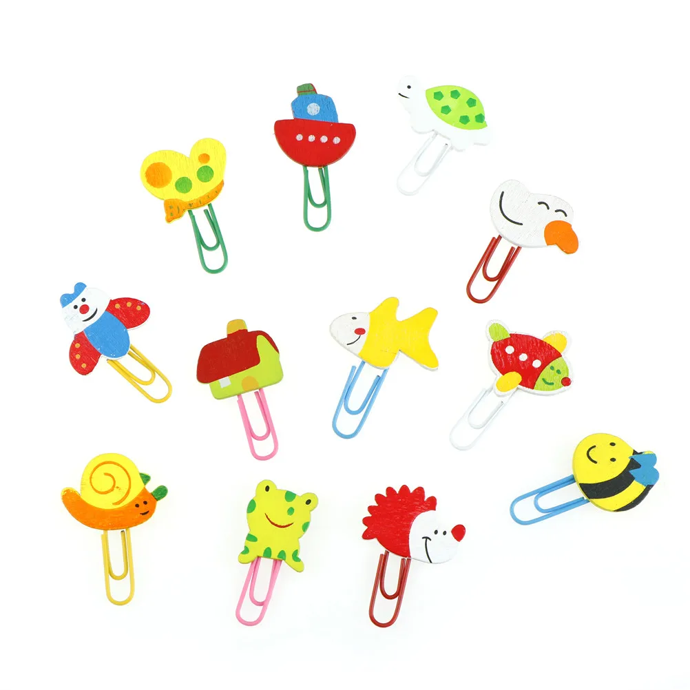 

12pcs Cartoon Character Metal Binder Clips Notes Letter Paper Clip Promotional Gift Stationery Office School Supplies Bookmark