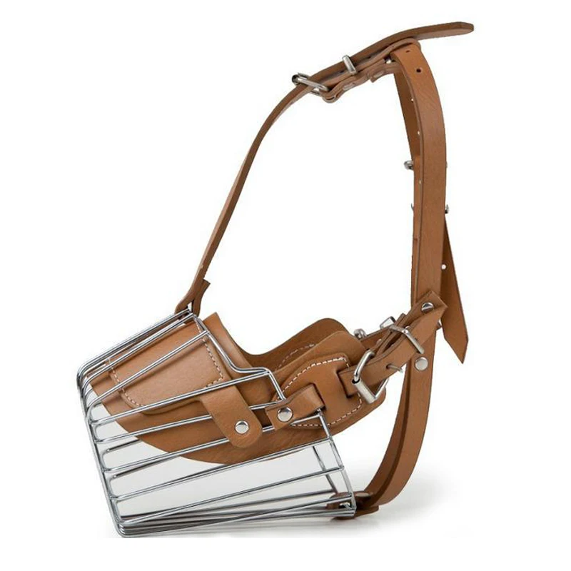 Black-Brown-Strong-Metal-Wire-Basket-Dog-Muzzle-For-Large-Dog-Amstaff-Pitbull-Bull-Terrier-Anti