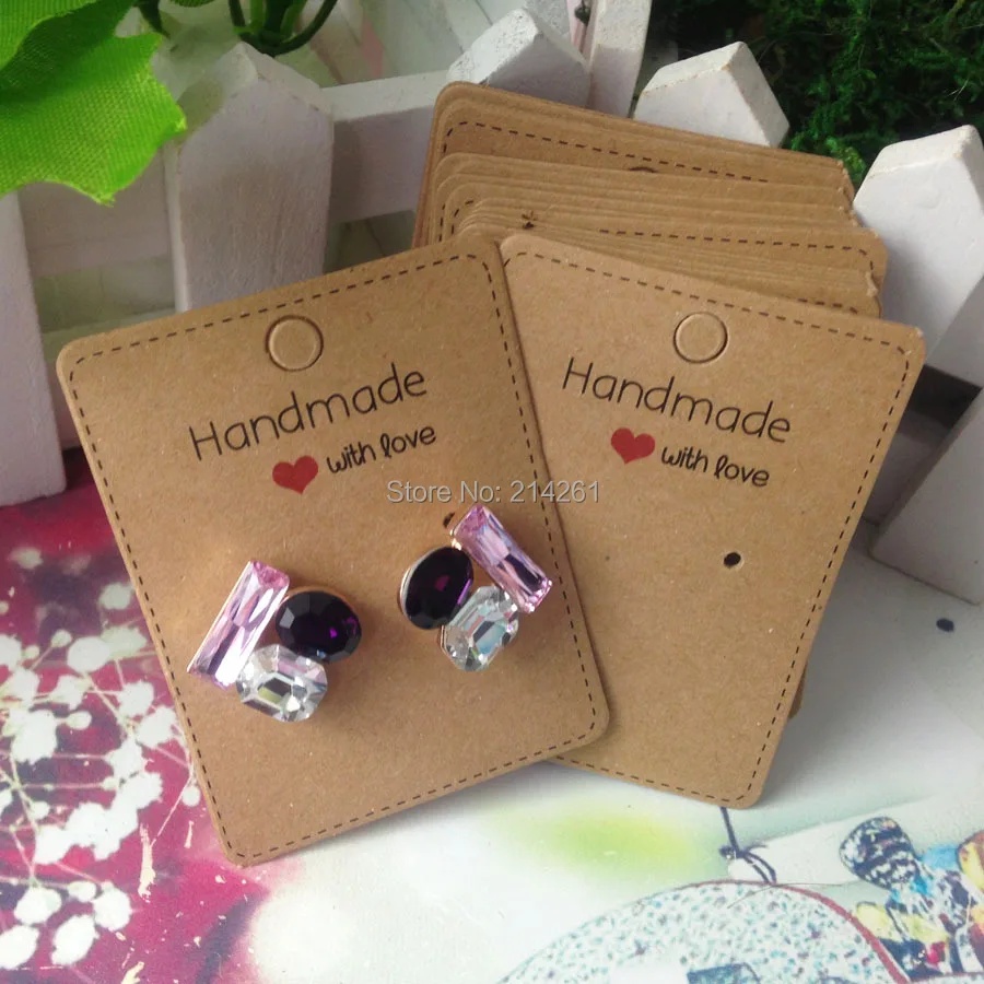 Diy Hand Made With Love Kraft Earring Card For 1 Pair Diy Hand Made With Love Kraft Earring Card For 1 Pair Display Custom Logo Moq 1000 Pcs Cost Extra Whole In Jewelry Packaging From