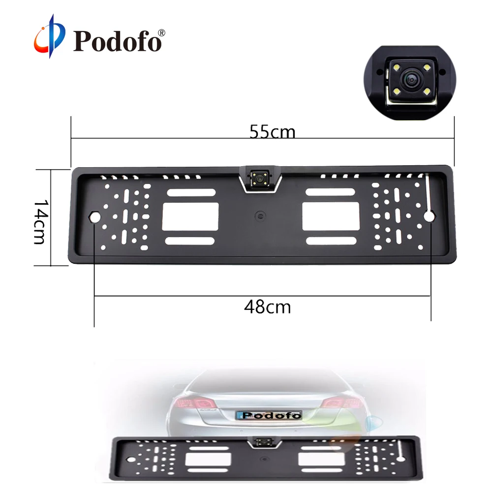 

Camecho Car Rear View Camera EU European License Plate Frame Waterproof Car Reverse Backup Parking Rearview Camera Night Vision