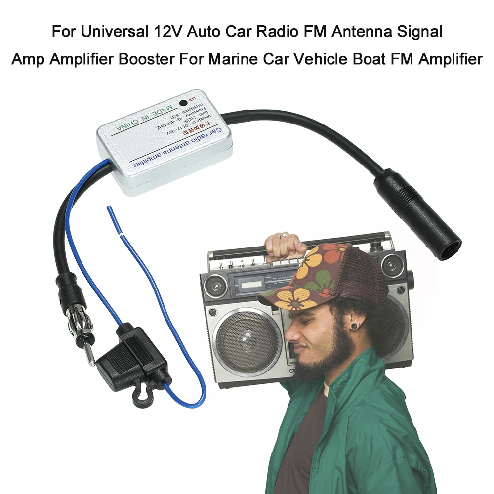 For Universal 12V Auto Car Radio FM Antenna Signal Amp Amplifier