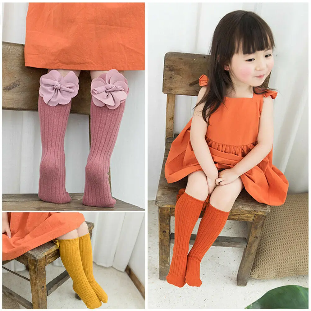 

Baby Kids Girls Infant Knee High Flower Stocking Cotton Hosiery Tights for 0-6Y