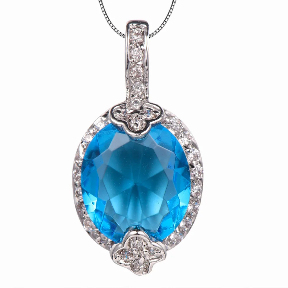 

Blue Crystal Zircon 925 Sterling Silver Newest Fashion Shiny Jewelry Pendant TE683