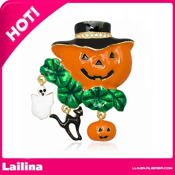 

Halloween Jack-o-Lantern Brooch with Element Crystals