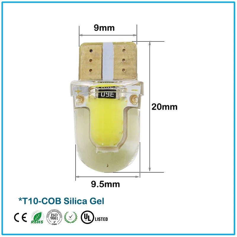 10 шт. T10 W5W COB Светодиодная лампа для номерного знака из силикагеля 194 прозрачная