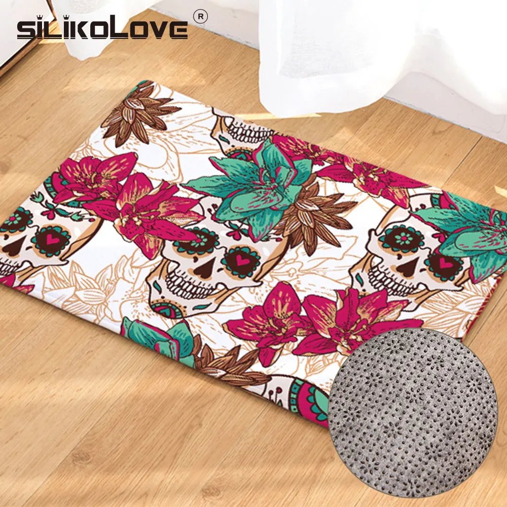 

FUNBAKY New 40*60cm Skull Anti Slip Bath Mat For Bathroom Rug Carpet Absorbent tapis de bain