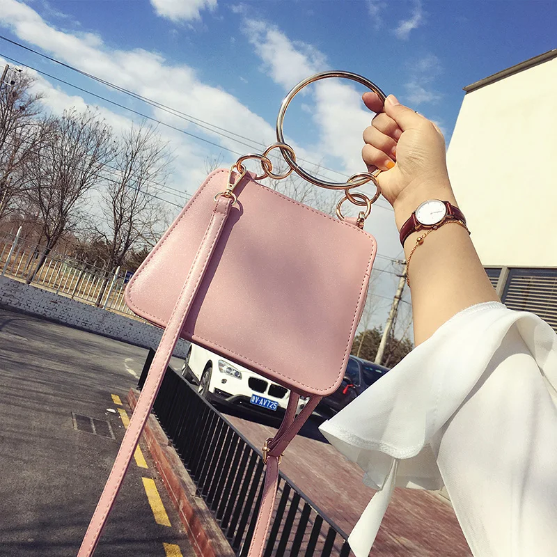

summer in the Korean version of the new big ring Handbag Shoulder Messenger all-match small square Bag