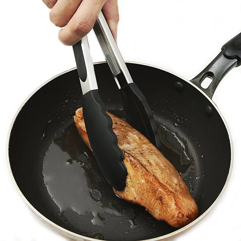 

TTLIFE Silicone BBQ Grilling Tong Salad Bread Serving Tong Non-Stick Kitchen Barbecue Grilling Cooking Tong with Joint Lock 9"