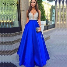 Menoqo/длинное вечернее платье трапециевидной формы с треугольным вырезом и бусинами, с открытой спиной, элегантные вечерние платья, быстрая