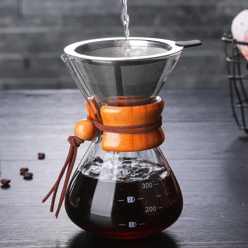 400ml 600ml 800ml Resistant Glass Coffee Maker Coffee Pot Espresso Coffe Machine With Stainless Ste