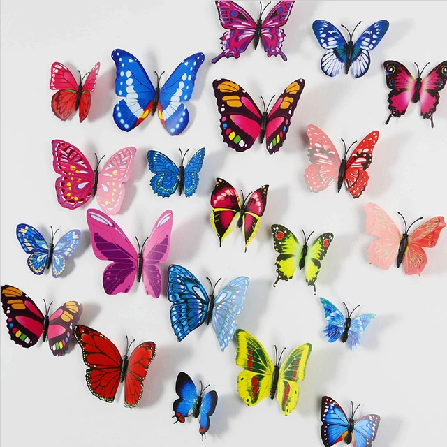 12 Pcs/set 3D PVC Double Butterfly Wall Sticker Butterfly on the wall Home Decor New Arrival Fridage stickers Decoration - Image 3