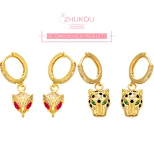 ZHUKOU, одна пара 14x31 мм, модные очаровательные серьги в виде лисы и бабочки, женские серьги, ювелирная Модель: VE67