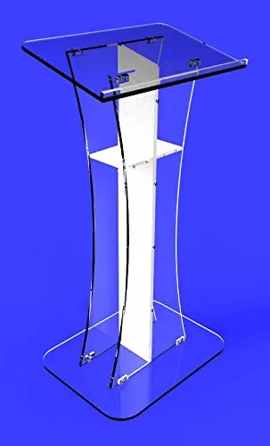 US $680.00 Fixture Displays Podium Clear Ghost Acryliclectern pulpit white CrossEasy Assembly Required ministers desk
