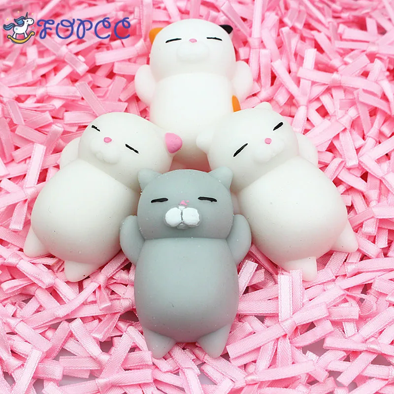 4 цвета Kawaii Mochi Animal Lazy Cat Mini Decompress мягкий при нажатии мягкая медленно