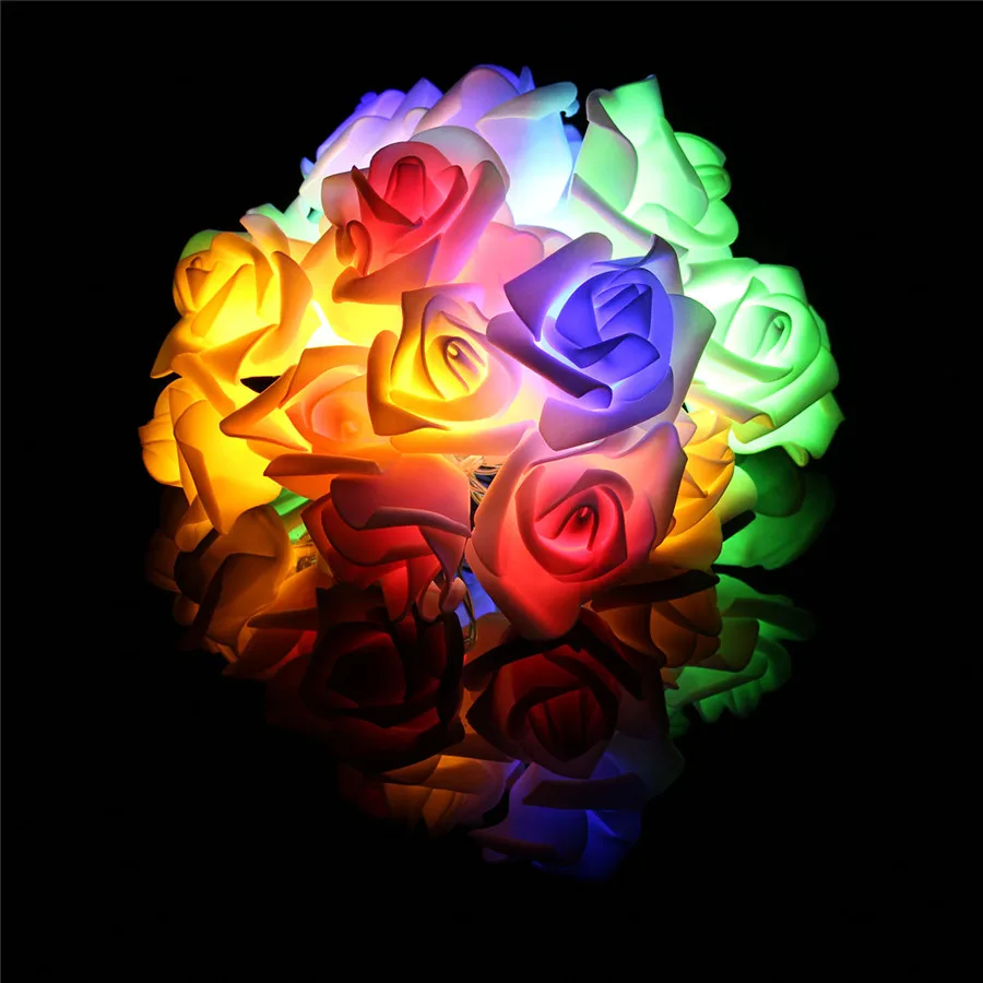 

New 2M 20 Rose Battery LED String Light Christmas/Wedding/Party Decoration Lights colorful holiday outdoor decoration led light