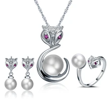 Лидер продаж года продаем Shell Pearl маленькая лиса дизайн 925 серебро ladies'jewelry комплектов/серьги-гвоздики ASOS/кольца/колье подарок