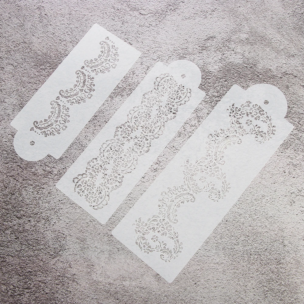 

3PCS/SET New White Flower Fondant Cake Stencil Mould Border Lace Decor Icing Sugarcraft Tools Wedding Cake