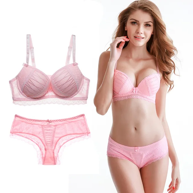 Famous Brand Sexy High Quality Women Bra Set Lace Stripe Push up Big