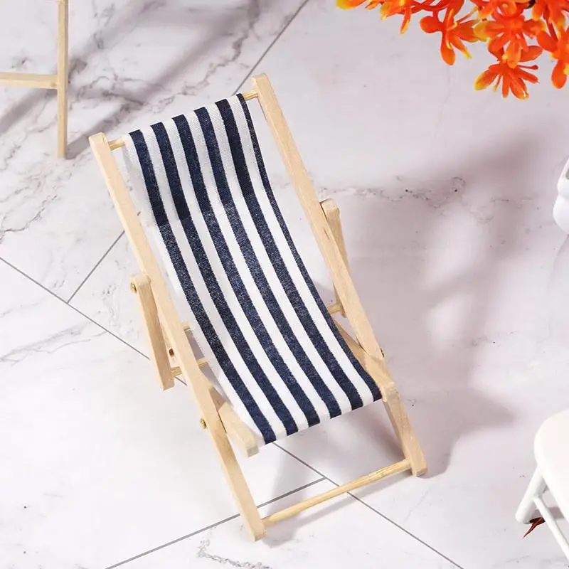 1/12 Wooden Striped Lounge Chair for Dollhouse Miniature Furniture Folding Stripe Deck Beach Chair Kids Girls Toy Christmas Gift 1/12 Wooden Striped Lounge Chair for Dollhouse Miniature Furniture Folding Stripe Deck Beach Chair Kids Girls Toy Christmas Gift