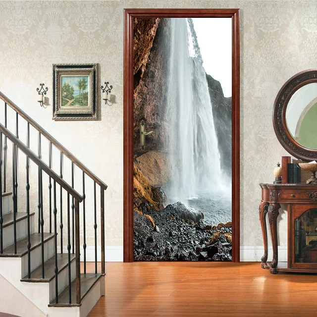 77x200 см красивый пейзаж наклейка на дверь домашний Декор 3D самоклеющиеся водонепроницаемые обои для спальни наклейка-фреска для комнаты - Цвет: 14