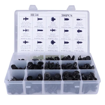 

Dewtreetali 300pcs 15 sizes Car Bumper Clips Fastener Plastic Auto Door Trim Panel Retainer Clips Universal With Box Car Styling