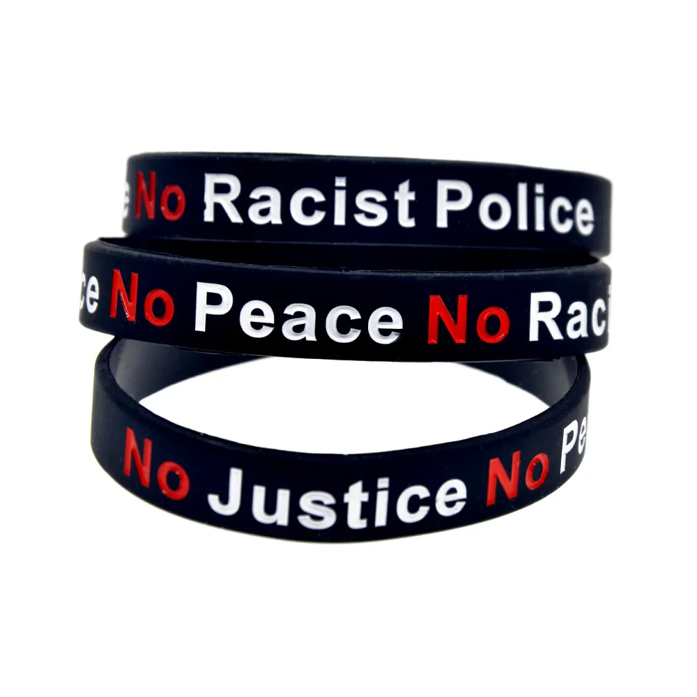 1PC No Justice No Peace No Racist Police Slogan Silicone Rubber Wristband  Black - AliExpress Jewelry & Accessories