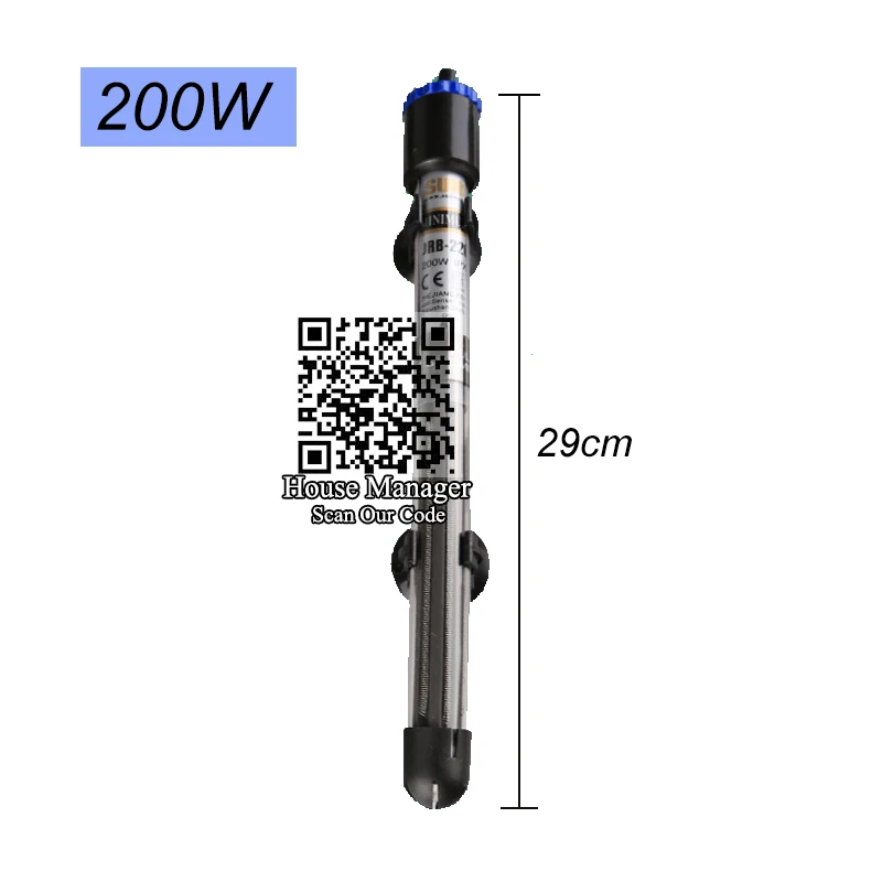 Регулируемая температура аквариума нагреватель стержень, 15~ 33 Цельсия погружной нагревательный стержень для контроля температуры для аквариума - Цвет: 200W 29cm Black