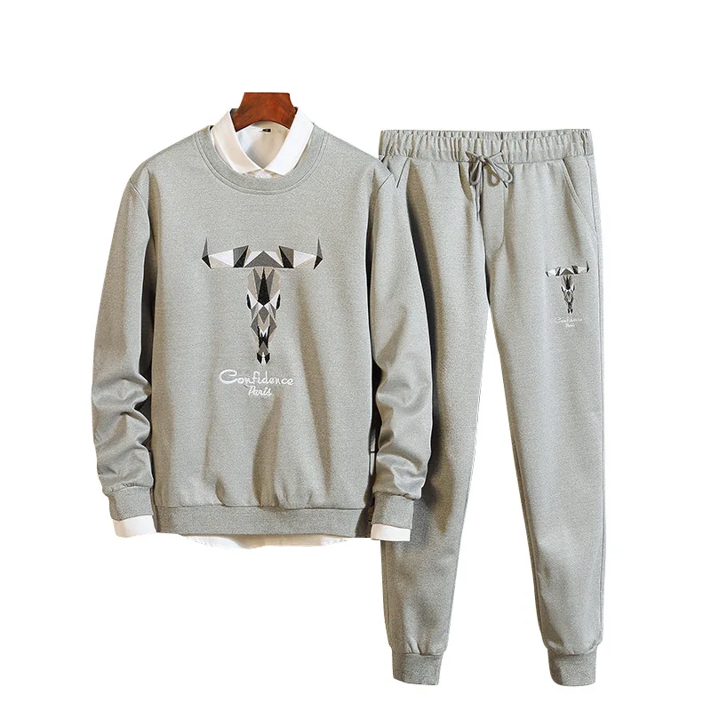 

2019 New Unisex Pullover Tracksuit Men Sportswear Two Piece Sets All Cotton Fleece Thick Hoodie Sweatshirt Winter Solid Hip Hop