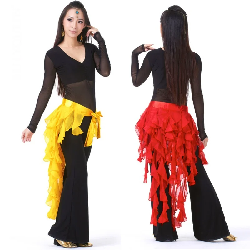 

NewHigh Quality Latin Belly Dance Costume Tassel Wrap Belt Chain Skirts Chiffon Hip Scarf Tribal Waves