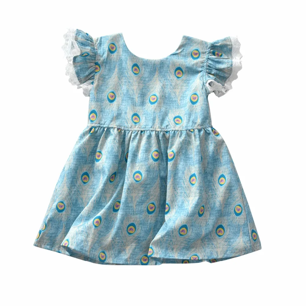 

Baby girls Dress 2018 Summer Children Clothing Girls Dresses For Party And Wedding Kids Princess Printed Peacock Dress Vestido