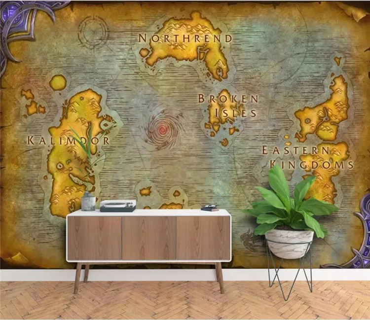 

Custom wallpaper 3d mural European ancient map online game World of Warcraft map background wall paper Papel de parede