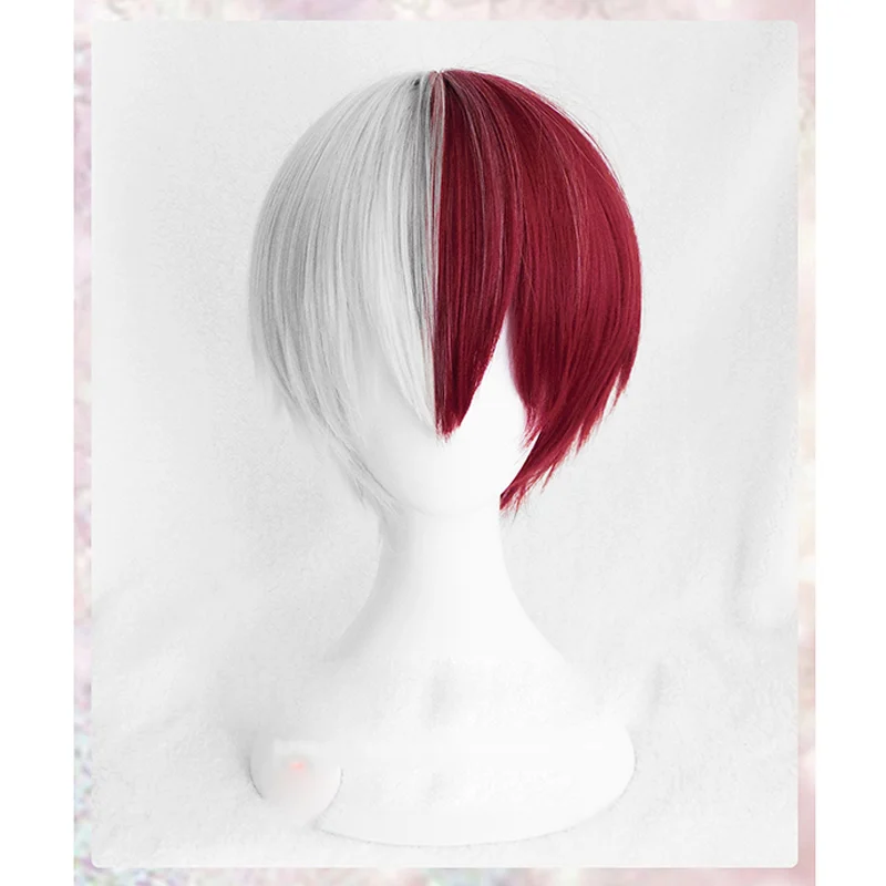 My Hero Academia Boku no Hiro Akademia Shoto Todoroki Shouto blanco y peluca roja Cosplay + gorro de peluca|Disfraces de anime| - AliExpress