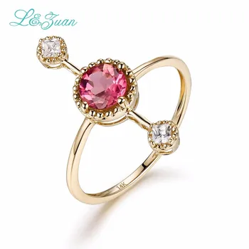 

L&Zuan Sterling-silver-jewelry 14K Yellow Gold Tourmaline Rings For Women Red Gemstone Fashion Accessories Fine Jewelry 0005-2