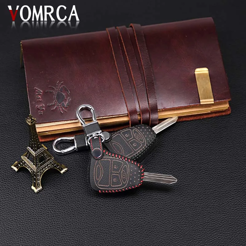 

High Quality Leather car Key Cover case for Jeep Patriot Dodge Tour Chrysler 300C Jeep Key Cover Dust Collector protect shell