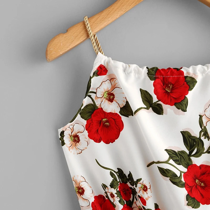 Dotfashion/женское летнее пляжное платье на бретельках с цветочным принтом и завязками на спине