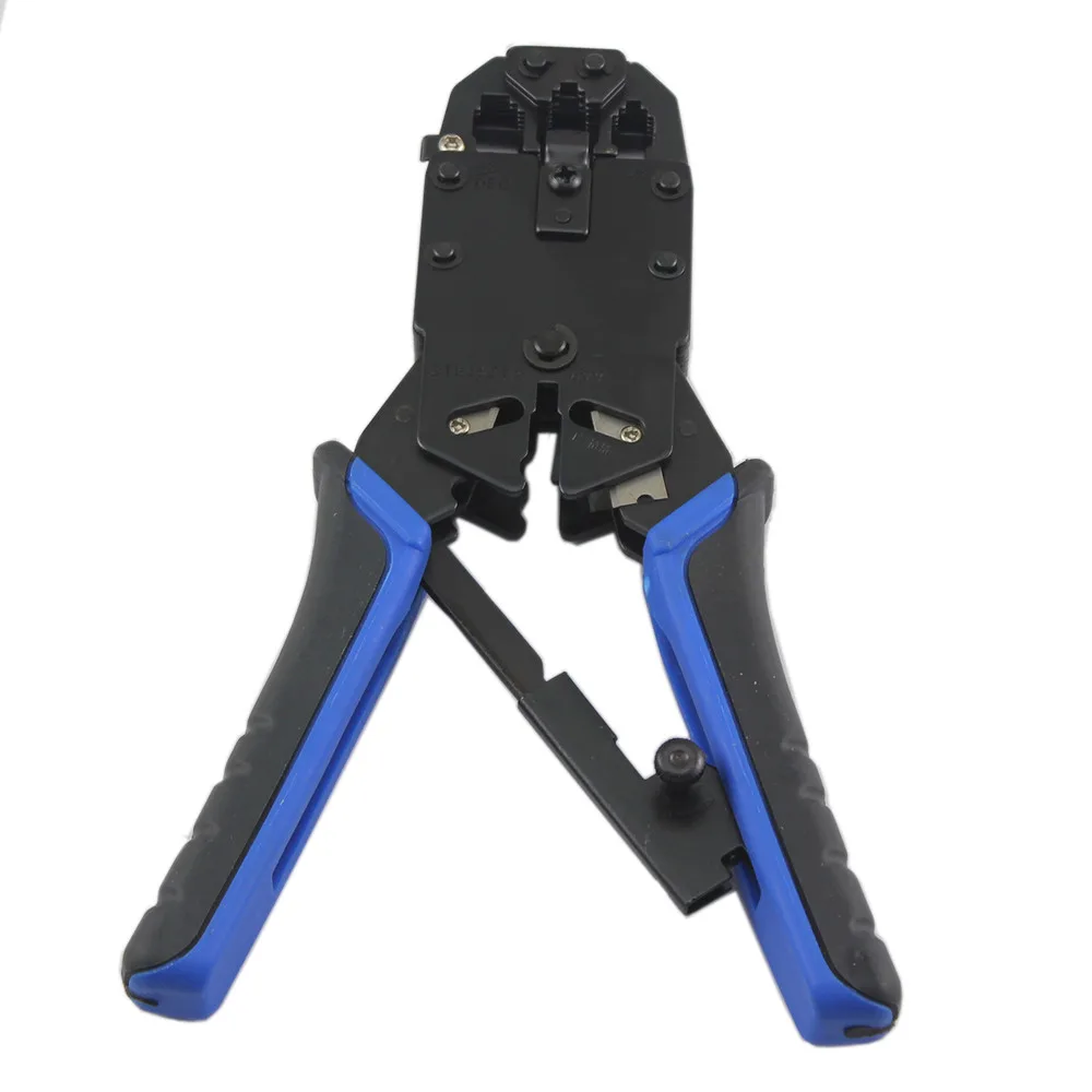 Network Cable Pliers Ratchet Crimping Tool for 4P 6P 8P RJ-11 RJ-12 RJ-45 Telephone Cables (4)