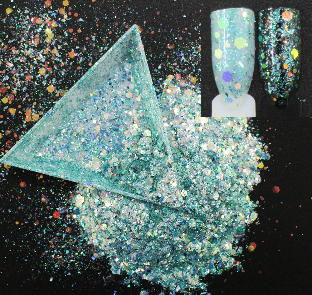 

30g~500g, Mix 2x2 Irregular Sequins/Hexagon Shapes, Nail Art Glitters Paillettes Powder Flakes Slices Decoration