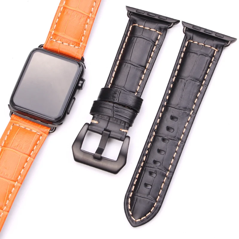 HENGRC Ремешки для наручных часов из толстой натуральной кожи Iwatch Apple Watch ремешок 3